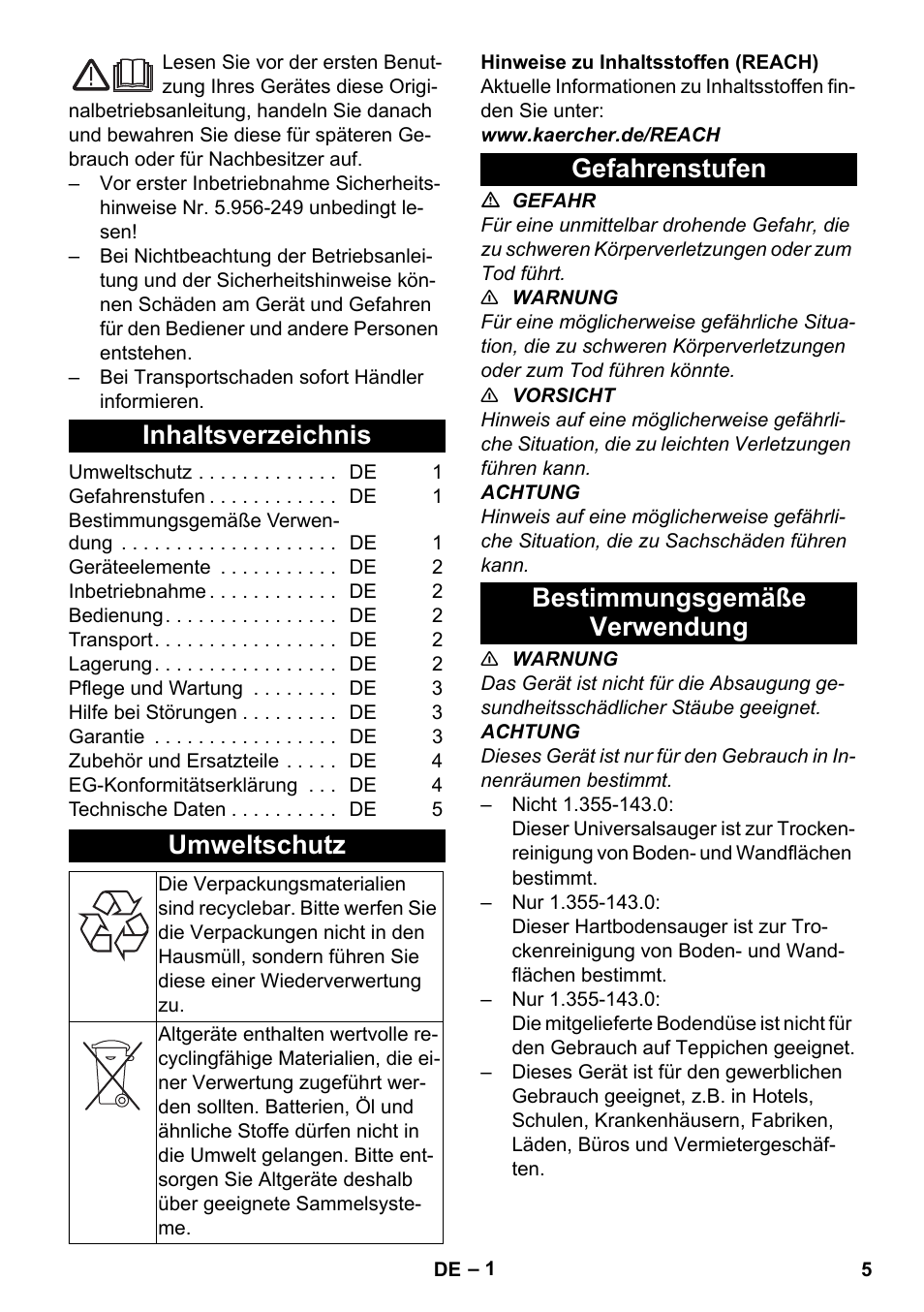 Karcher T 12-1 User Manual | Page 5 / 148