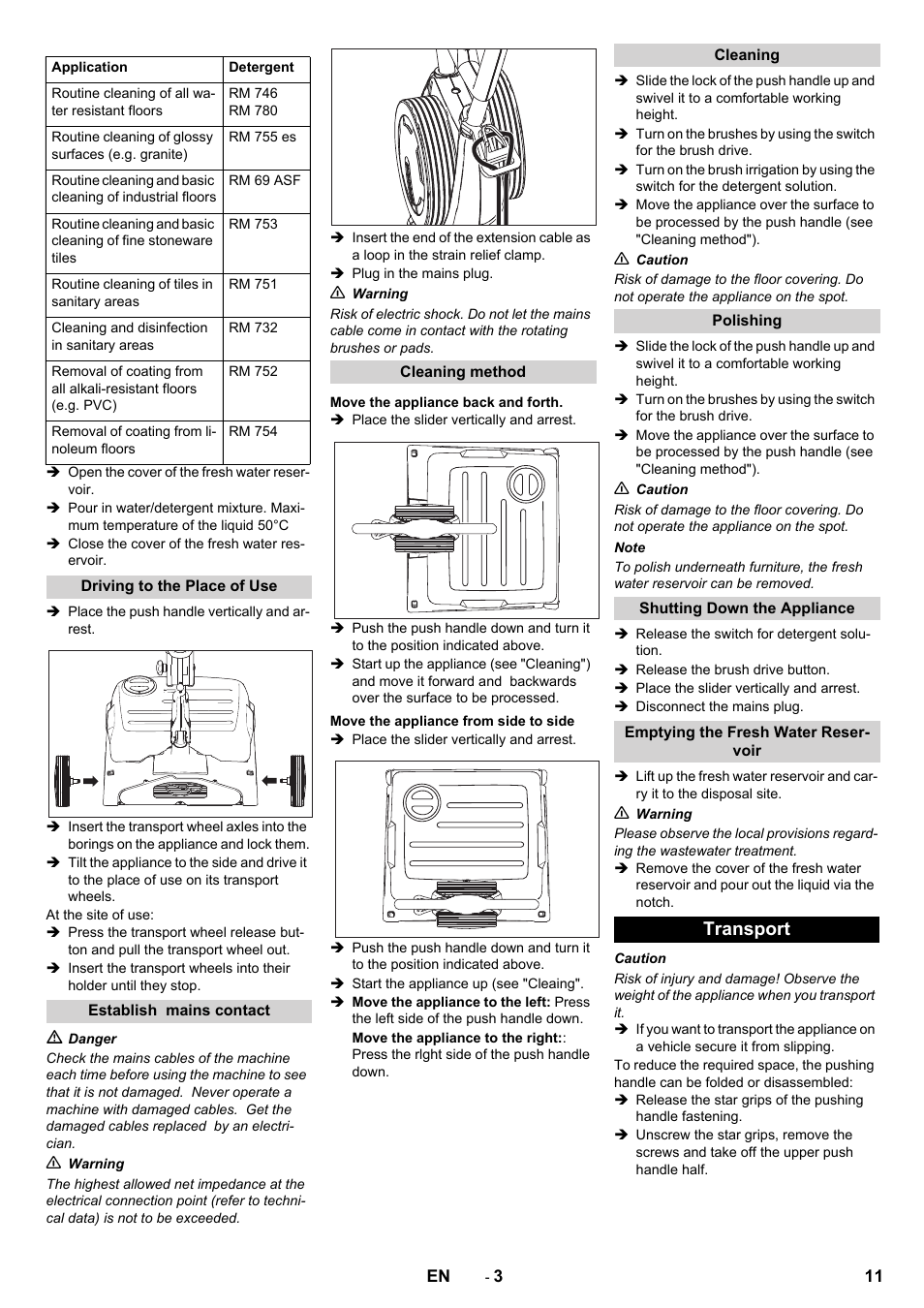 Transport | Karcher BRS 40-1000C EU User Manual | Page 11 / 168