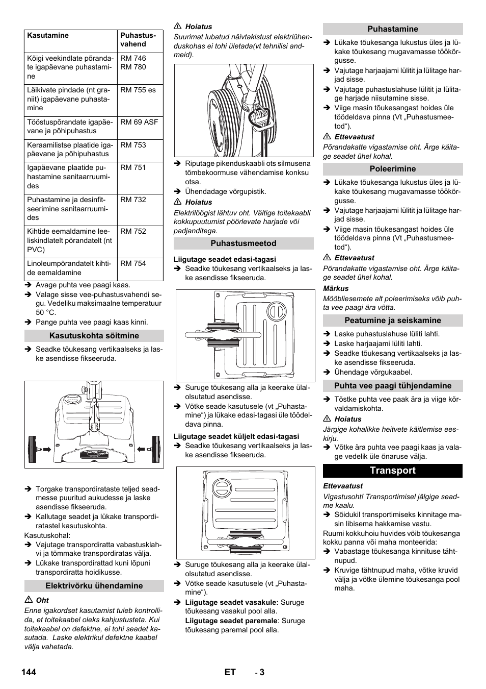 Transport | Karcher BRS 40-1000C EU User Manual | Page 144 / 168
