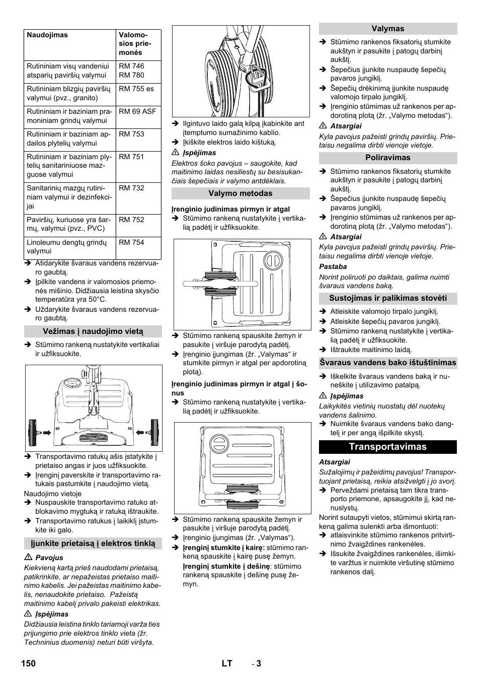 Transportavimas | Karcher BRS 40-1000C EU User Manual | Page 150 / 168