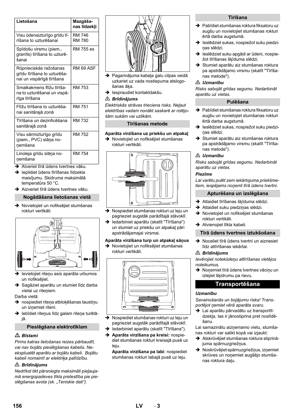 Transportēšana | Karcher BRS 40-1000C EU User Manual | Page 156 / 168