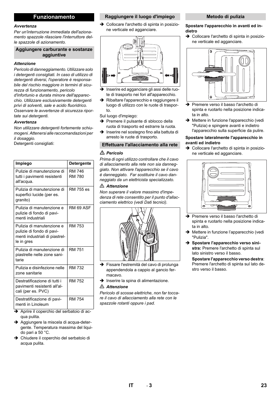 Funzionamento | Karcher BRS 40-1000C EU User Manual | Page 23 / 168