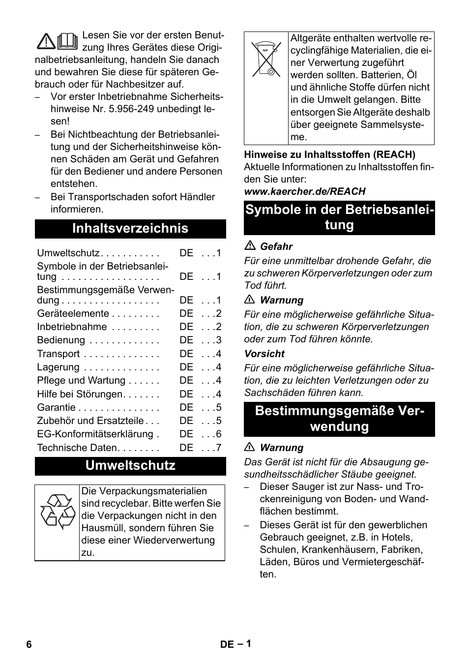 Karcher NT 55-1 Tact Te User Manual | Page 6 / 200