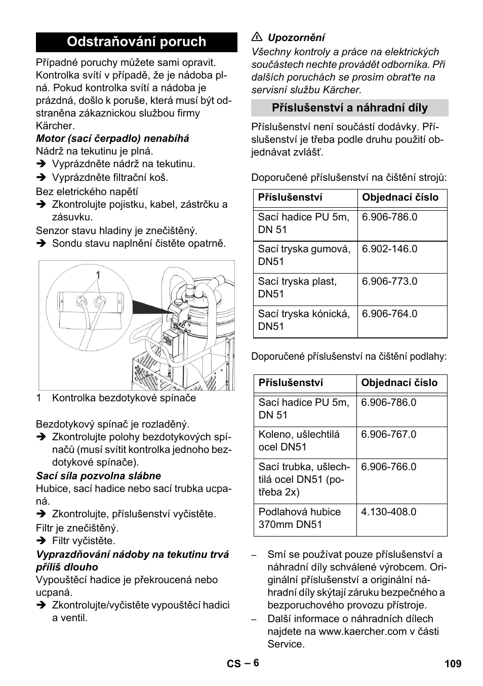 Odstraňování poruch | Karcher IVL 50-24-2 User Manual | Page 109 / 192