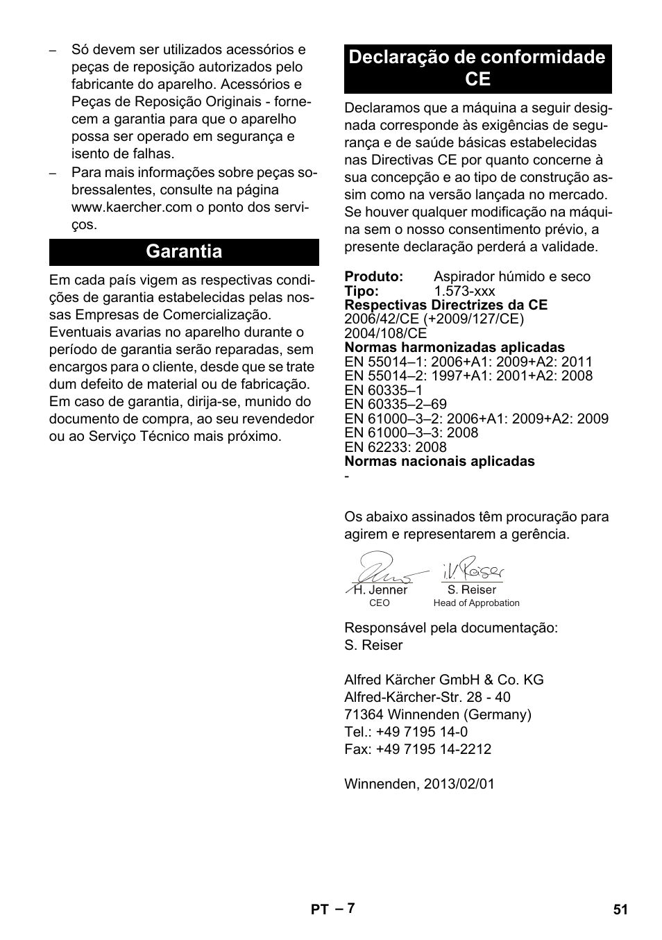 Garantia declaração de conformidade ce | Karcher IVL 50-24-2 User Manual | Page 51 / 192