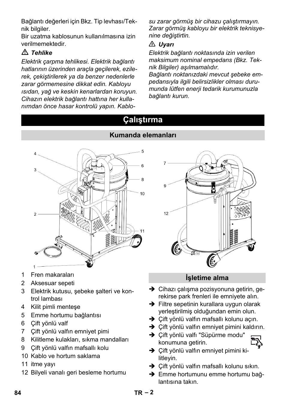 Çalıştırma | Karcher IVL 50-24-2 User Manual | Page 84 / 192