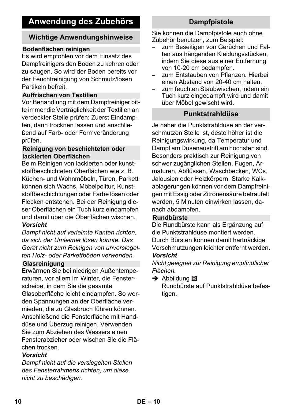 Anwendung des zubehörs | Karcher SC 5-800 C EU User Manual | Page 10 / 326