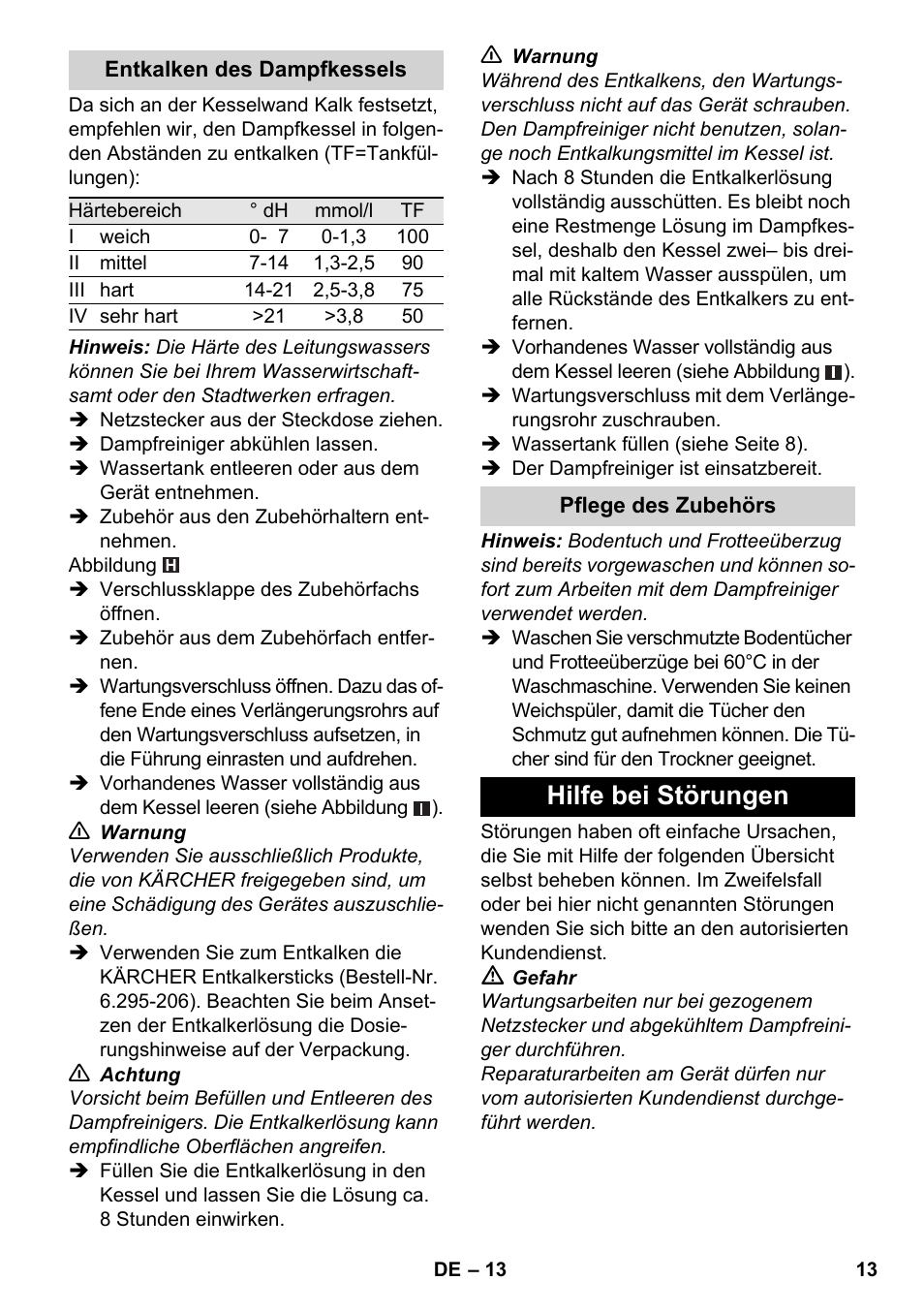 Hilfe bei störungen | Karcher SC 5-800 C EU User Manual | Page 13 / 326