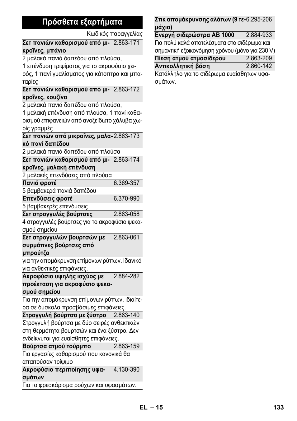 Πρόσθετα εξαρτήματα | Karcher SC 5-800 C EU User Manual | Page 133 / 326