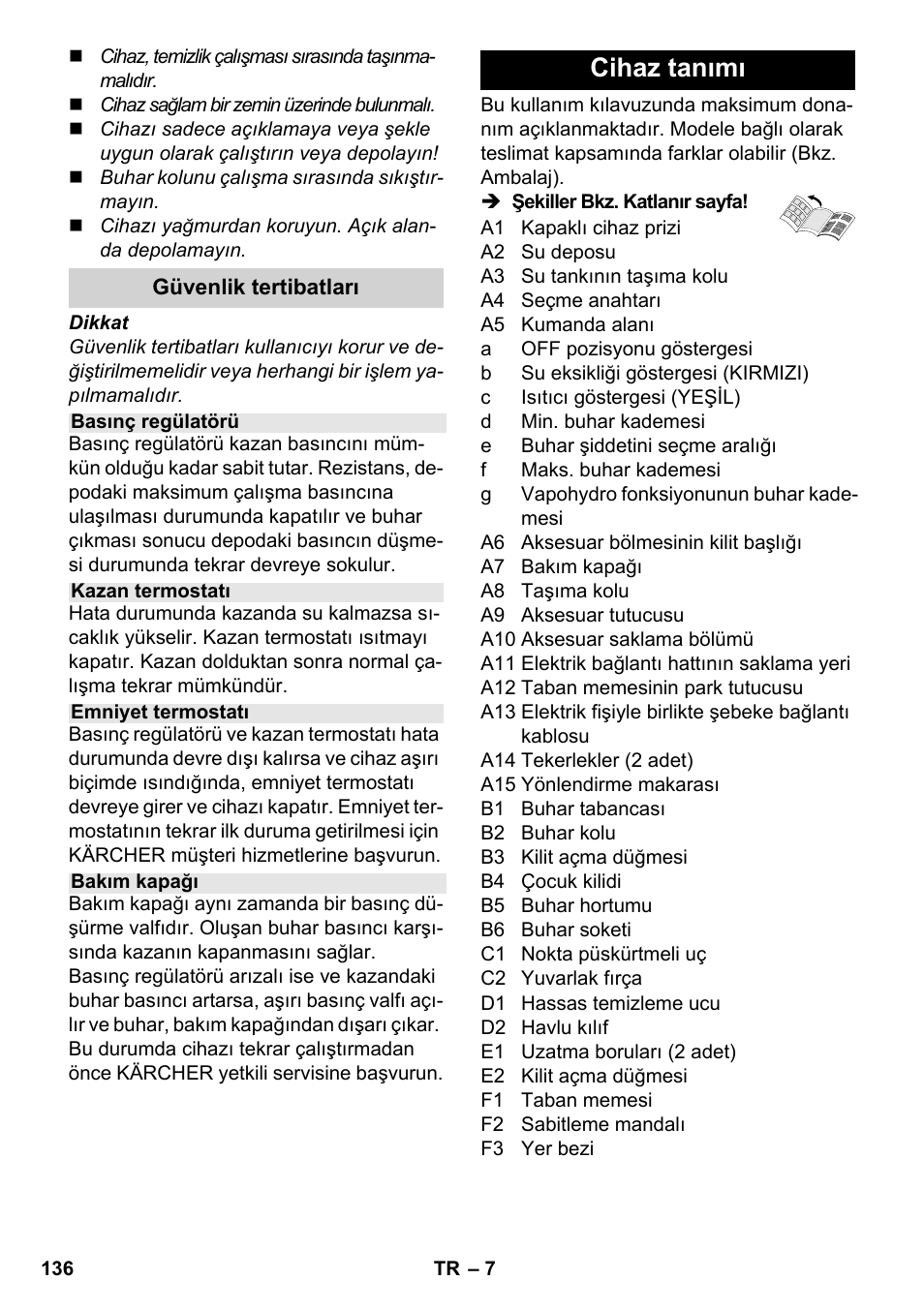 Cihaz tanımı | Karcher SC 5-800 C EU User Manual | Page 136 / 326