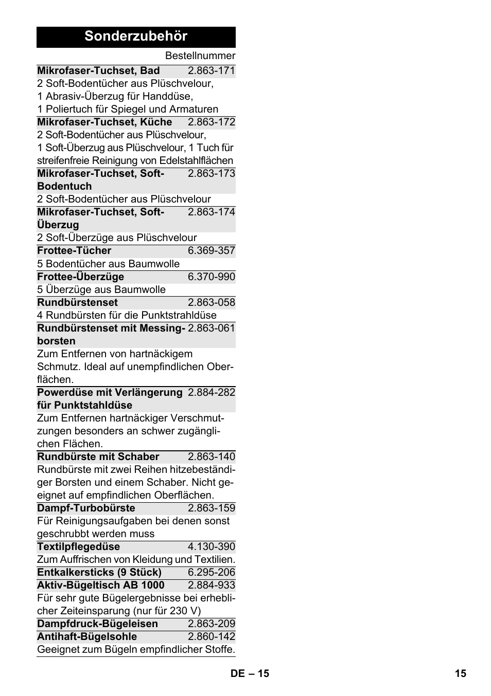 Sonderzubehör | Karcher SC 5-800 C EU User Manual | Page 15 / 326