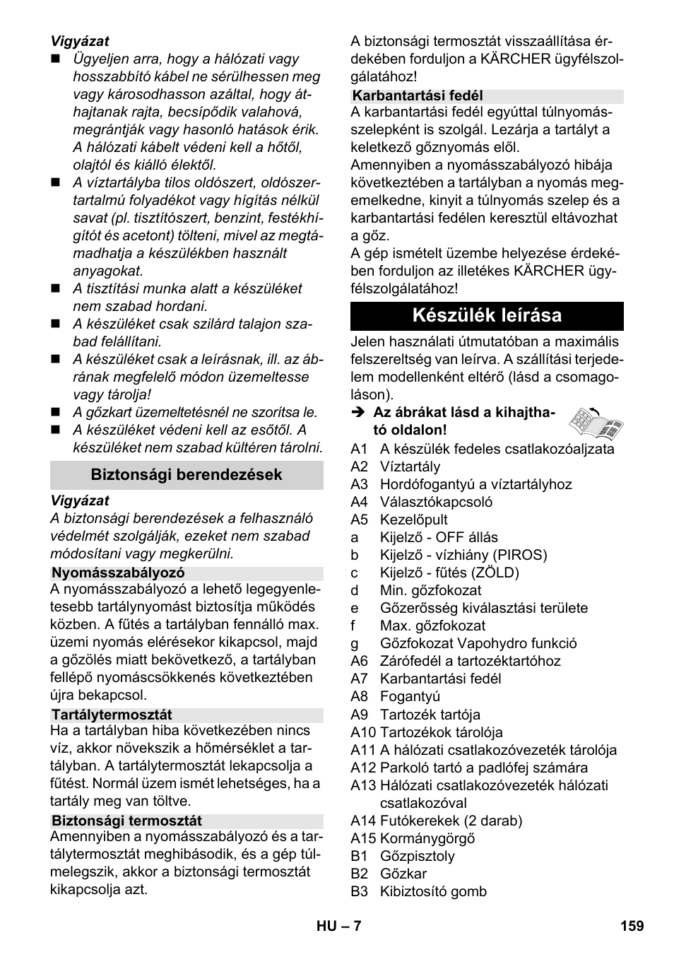 Készülék leírása | Karcher SC 5-800 C EU User Manual | Page 159 / 326