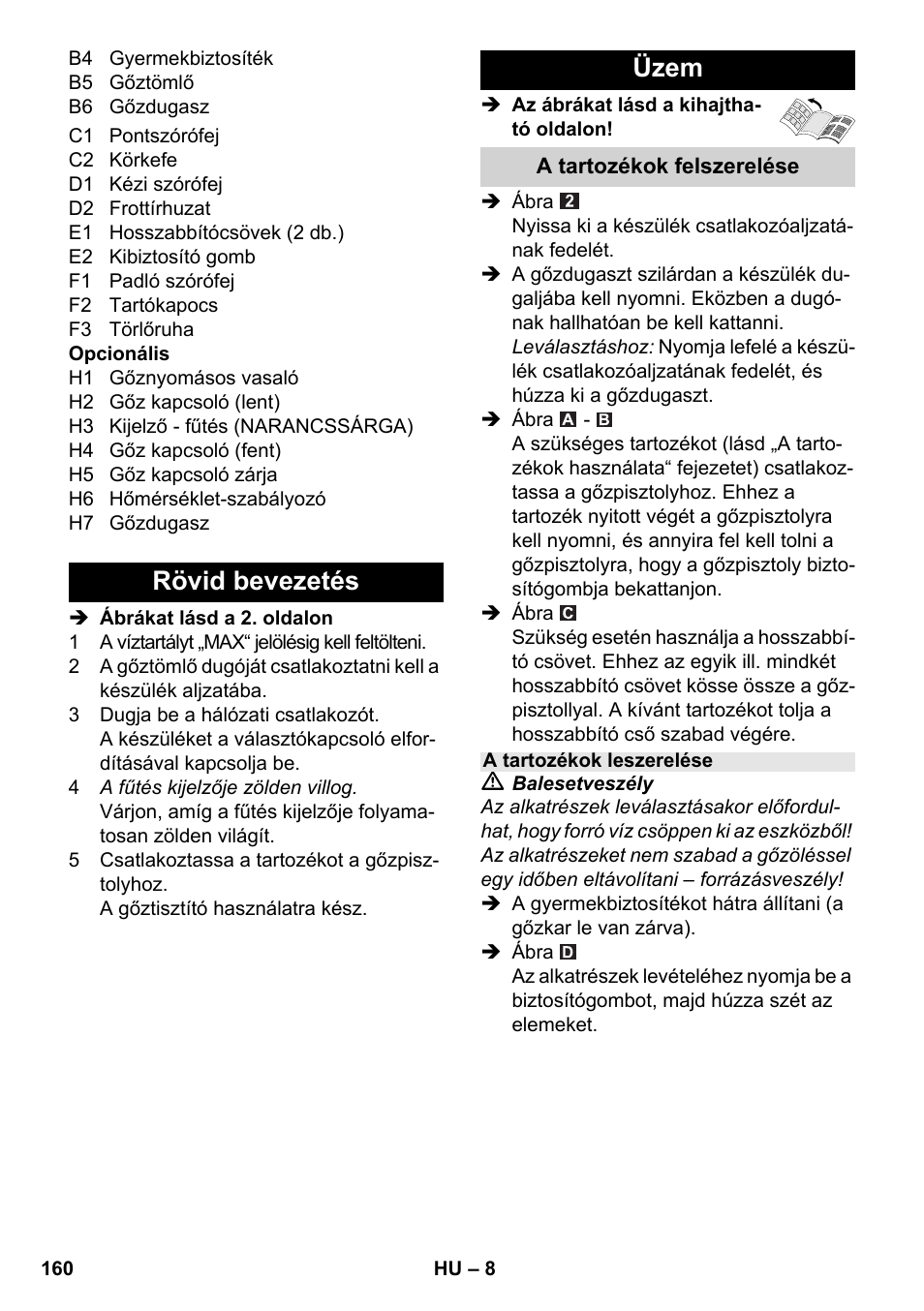 Rövid bevezetés üzem | Karcher SC 5-800 C EU User Manual | Page 160 / 326
