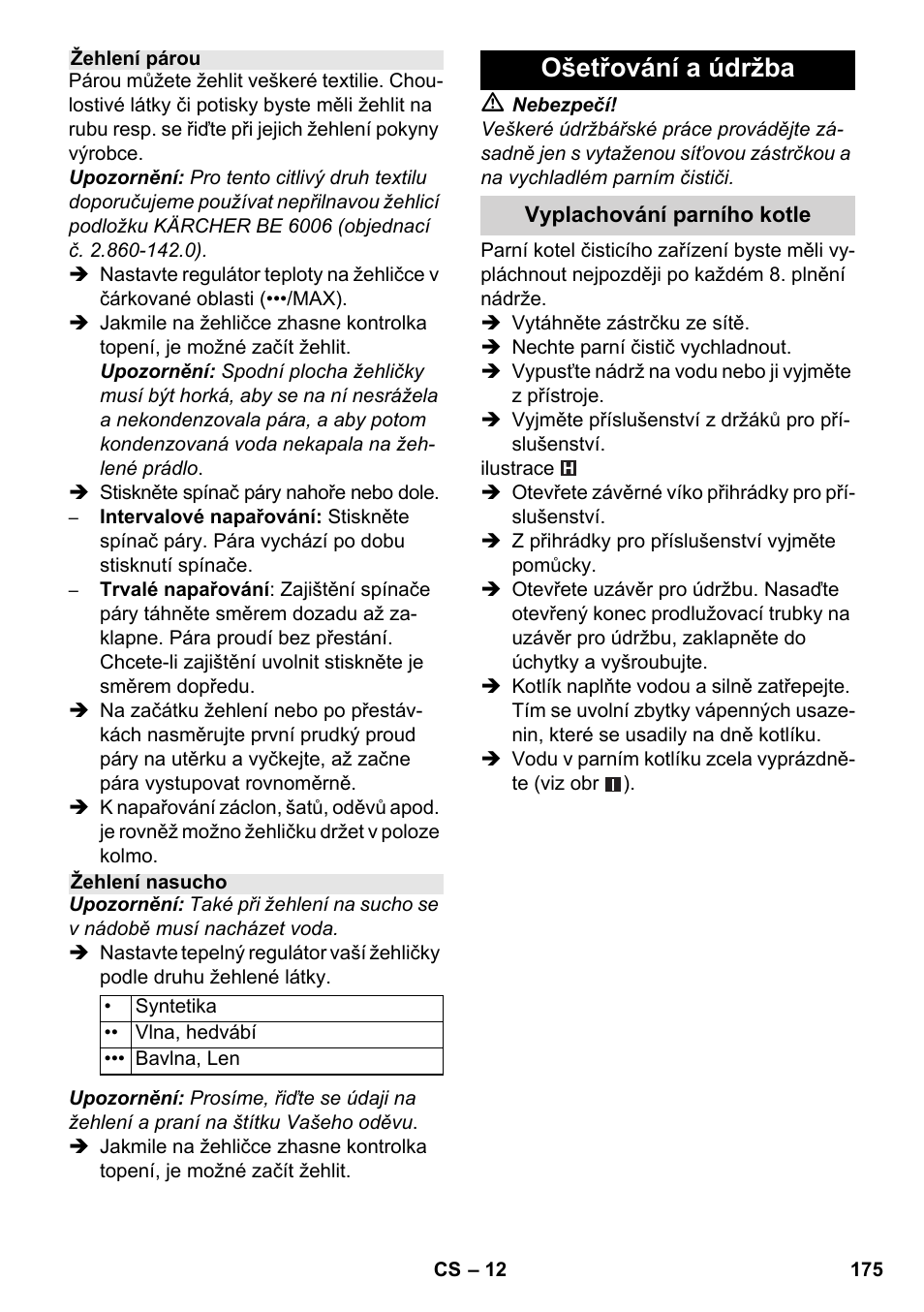 Ošetřování a údržba | Karcher SC 5-800 C EU User Manual | Page 175 / 326