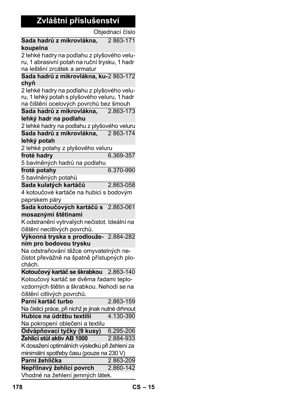 Zvláštní příslušenství | Karcher SC 5-800 C EU User Manual | Page 178 / 326