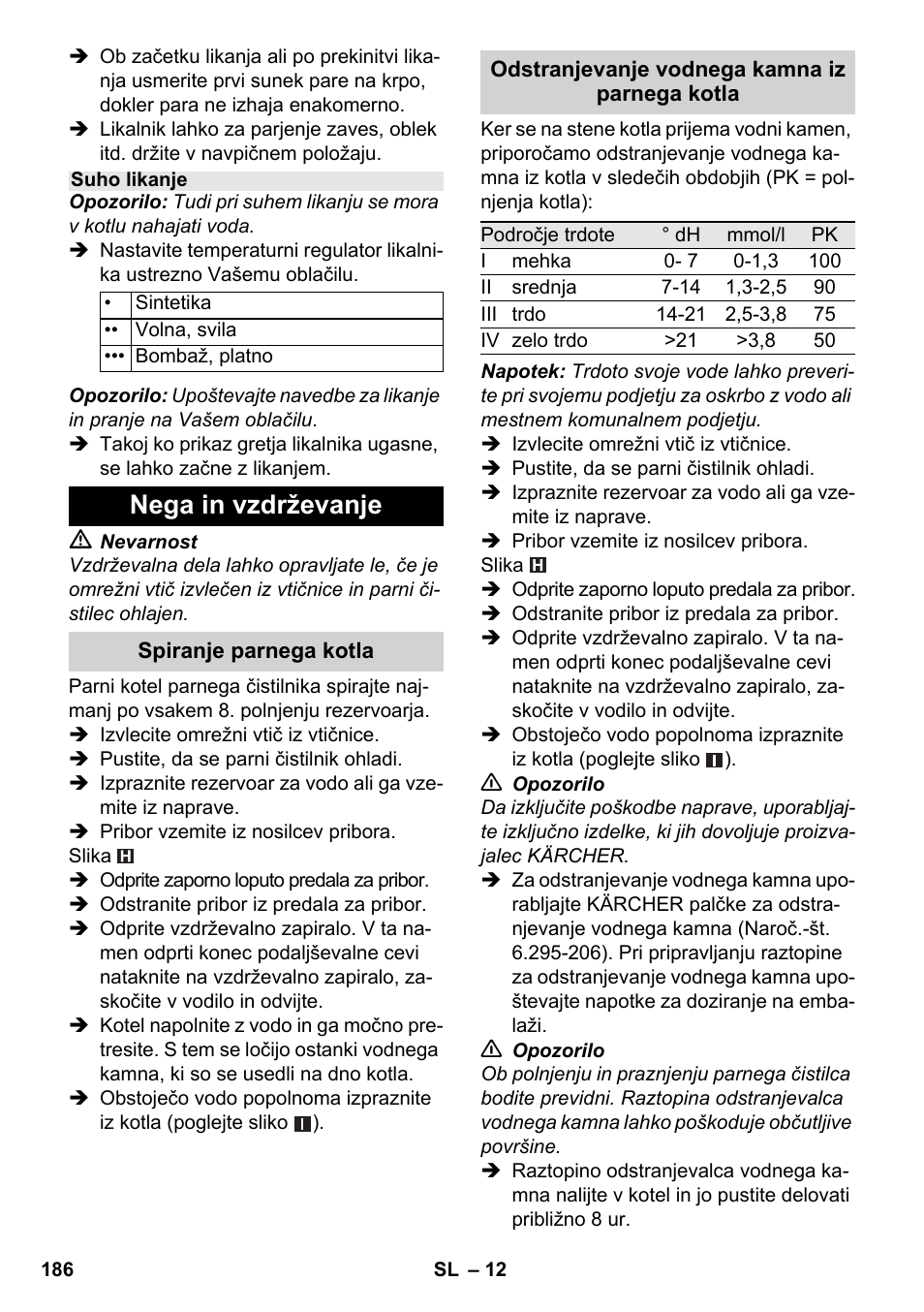 Nega in vzdrževanje | Karcher SC 5-800 C EU User Manual | Page 186 / 326