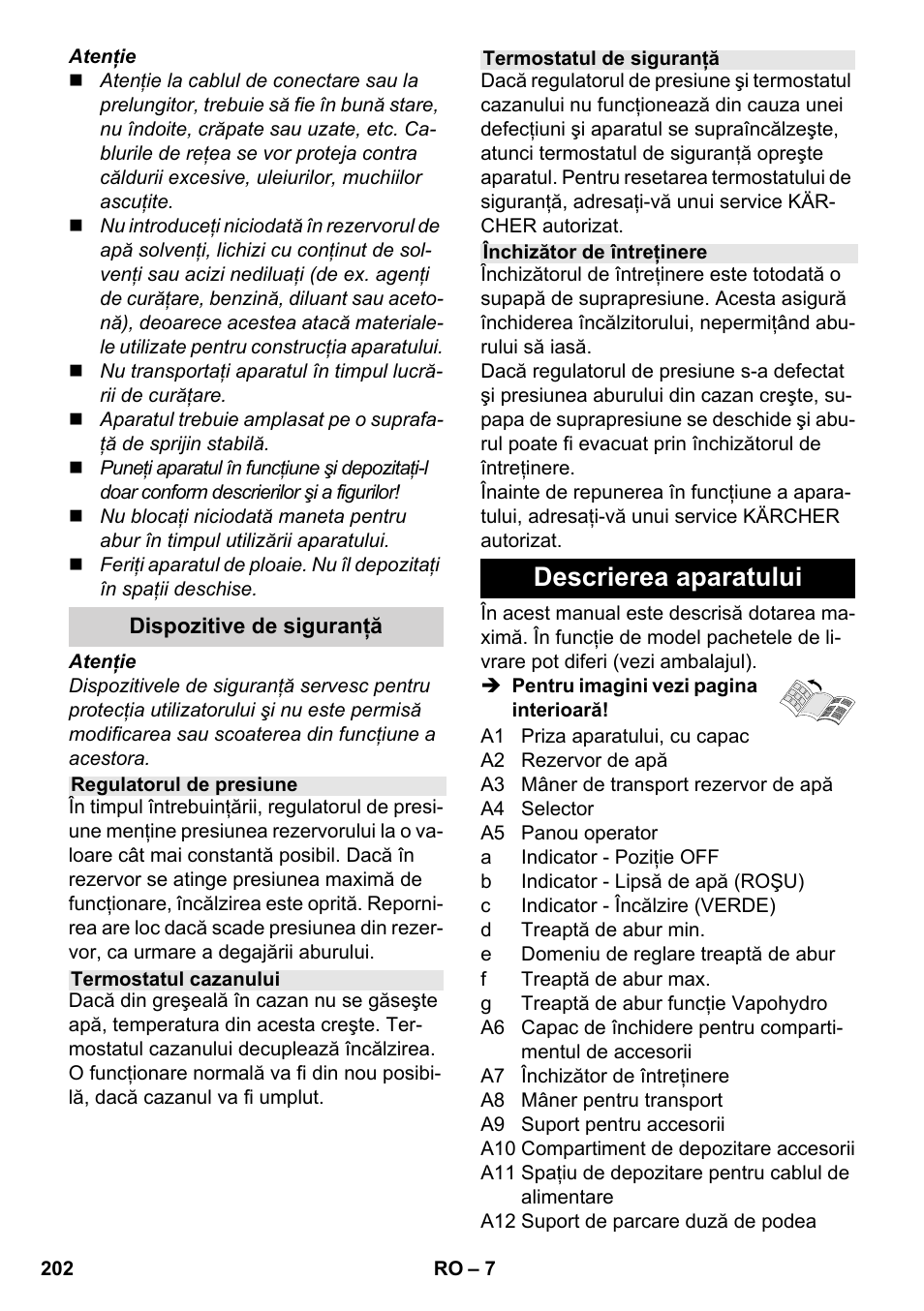 Descrierea aparatului | Karcher SC 5-800 C EU User Manual | Page 202 / 326