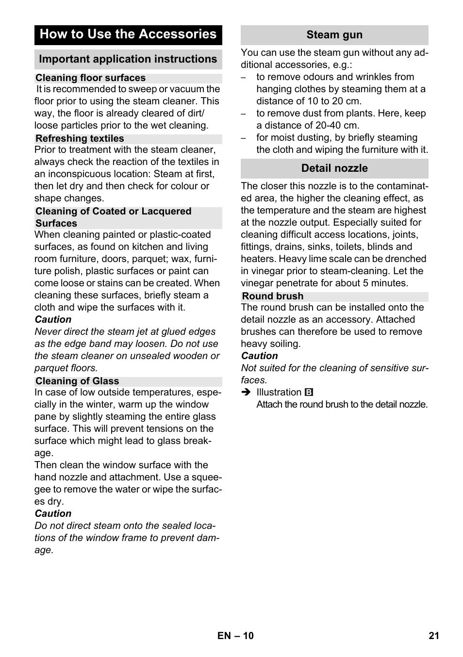 How to use the accessories | Karcher SC 5-800 C EU User Manual | Page 21 / 326