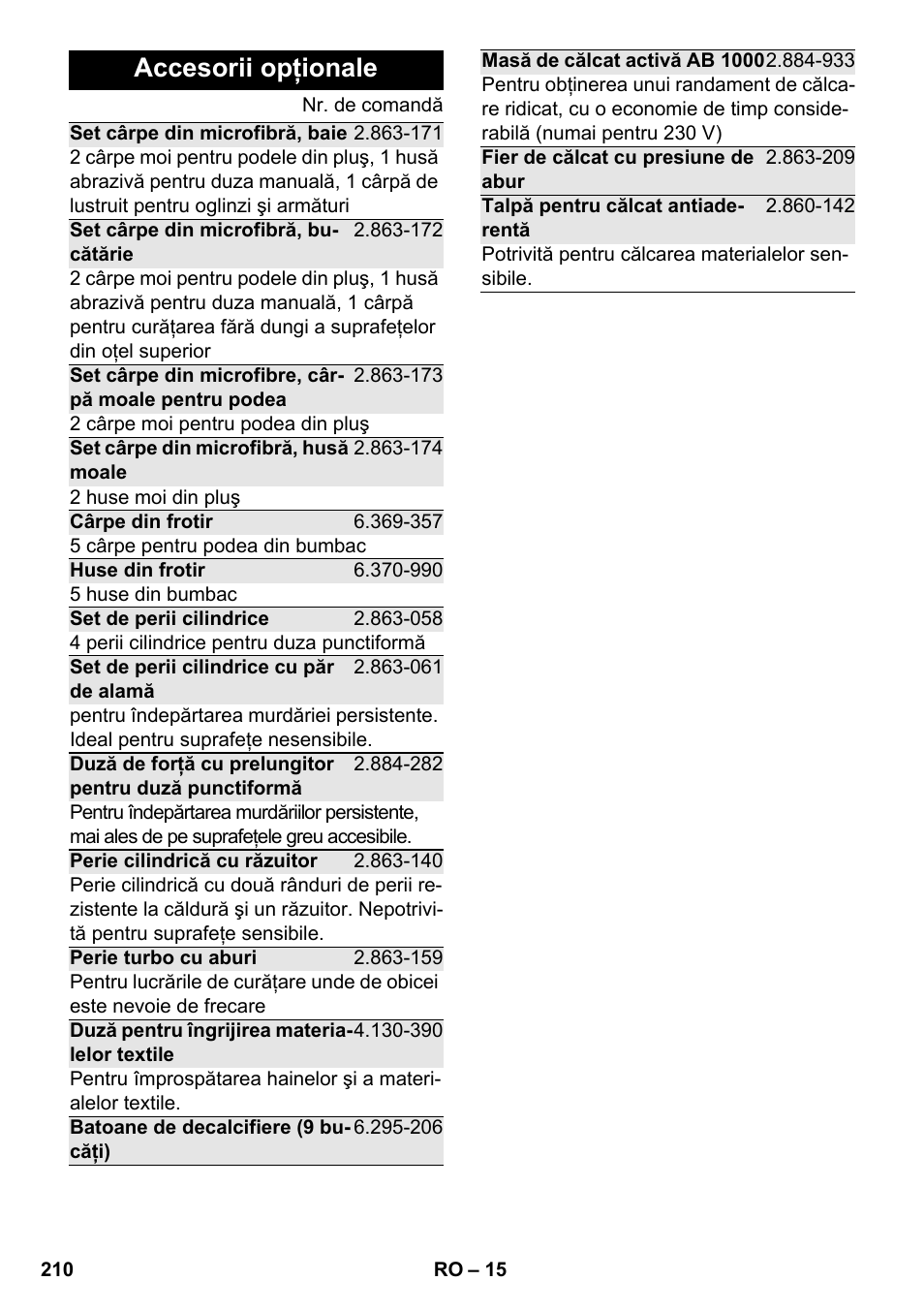 Accesorii opţionale | Karcher SC 5-800 C EU User Manual | Page 210 / 326