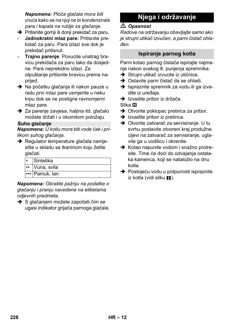 Njega i održavanje | Karcher SC 5-800 C EU User Manual | Page 228 / 326
