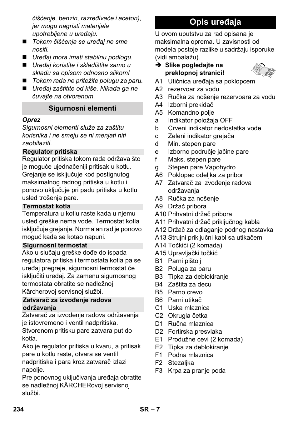 Opis uređaja | Karcher SC 5-800 C EU User Manual | Page 234 / 326
