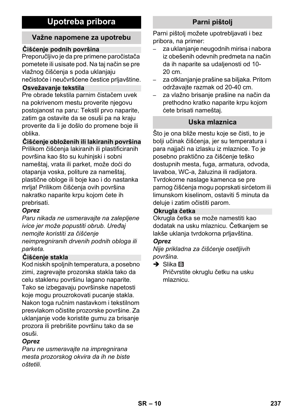 Upotreba pribora | Karcher SC 5-800 C EU User Manual | Page 237 / 326