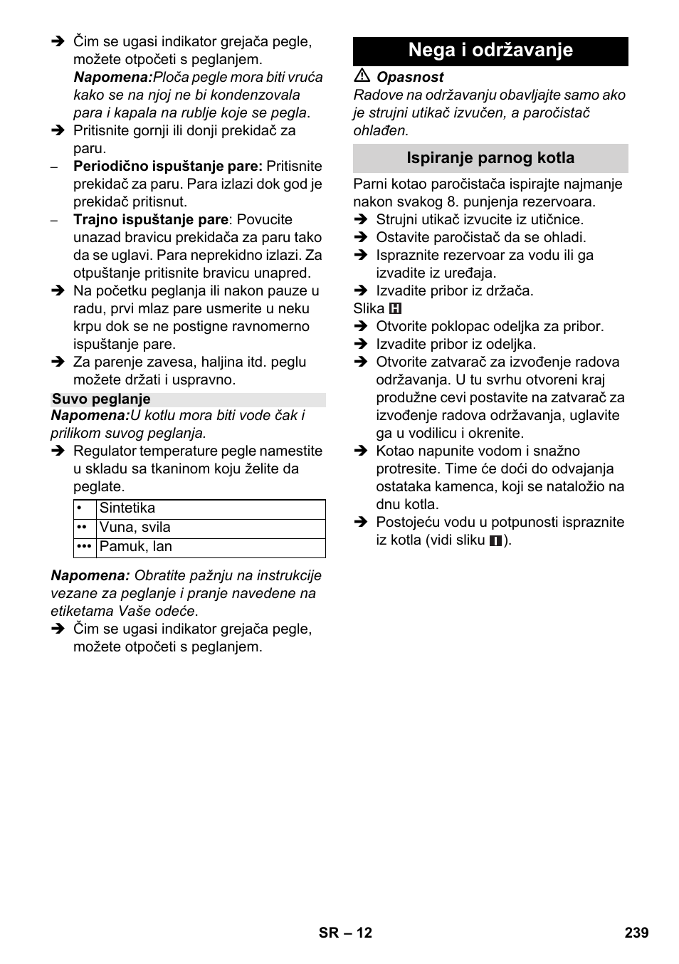 Nega i održavanje | Karcher SC 5-800 C EU User Manual | Page 239 / 326