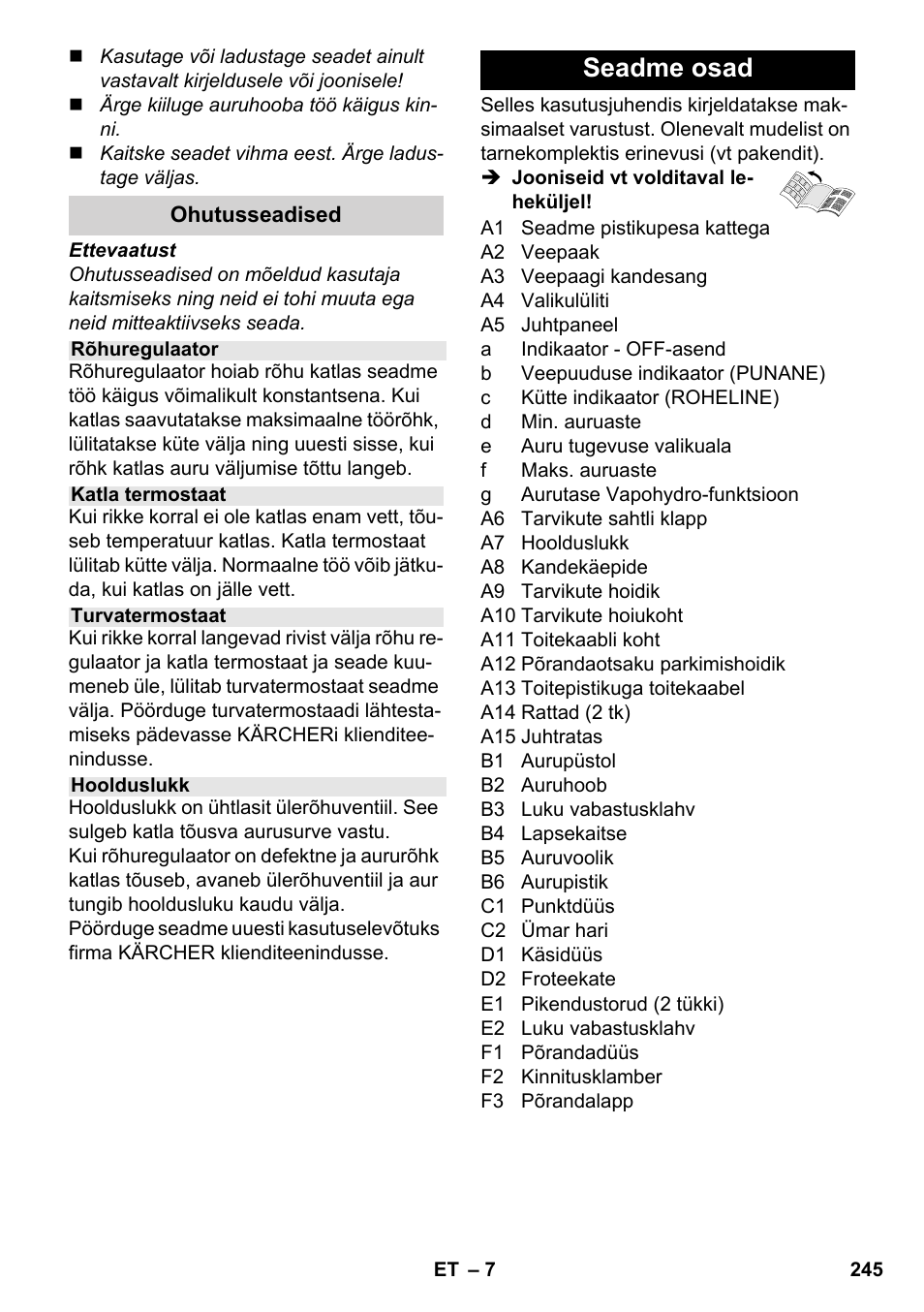 Seadme osad | Karcher SC 5-800 C EU User Manual | Page 245 / 326