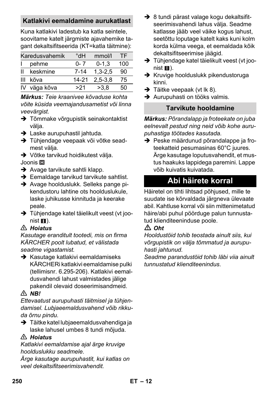 Abi häirete korral | Karcher SC 5-800 C EU User Manual | Page 250 / 326