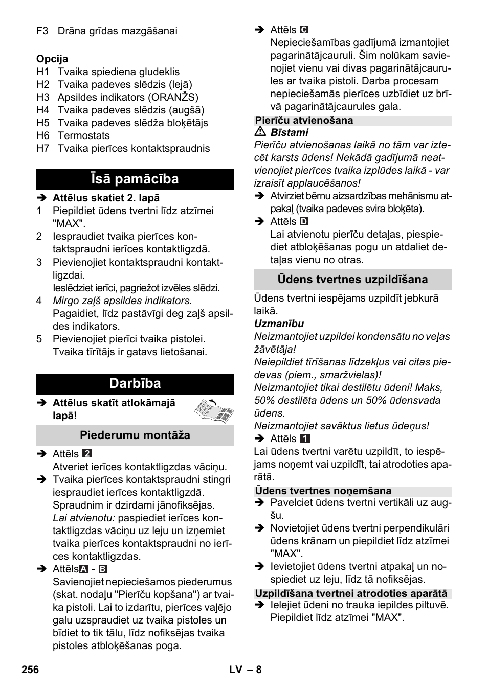 Īsā pamācība darbība | Karcher SC 5-800 C EU User Manual | Page 256 / 326