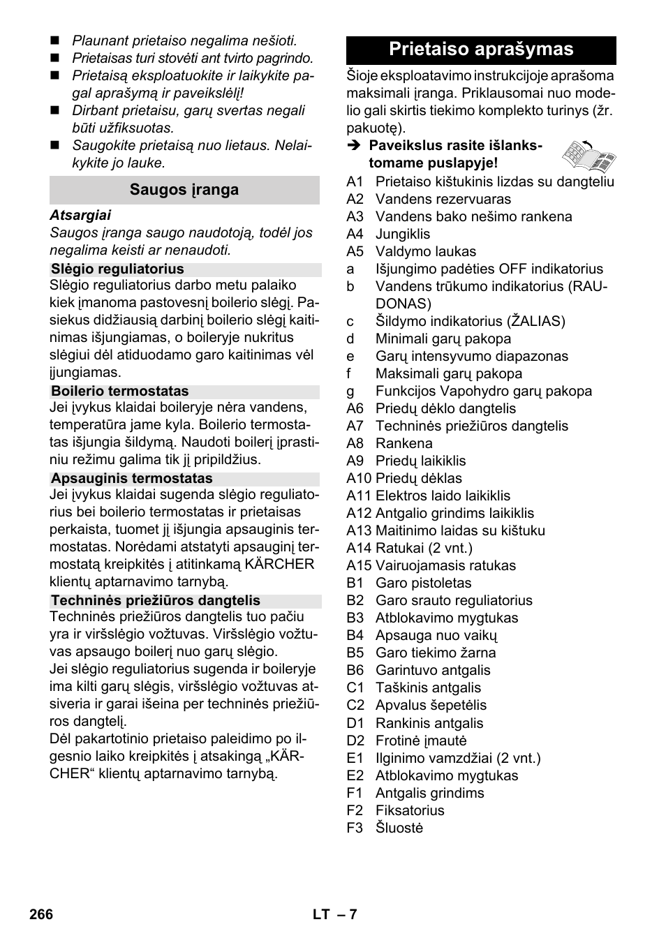 Prietaiso aprašymas | Karcher SC 5-800 C EU User Manual | Page 266 / 326
