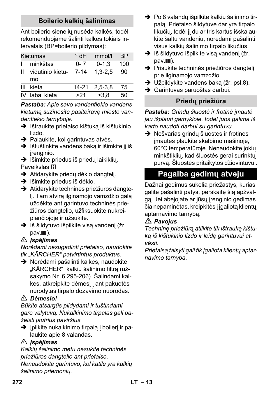 Pagalba gedimų atveju | Karcher SC 5-800 C EU User Manual | Page 272 / 326