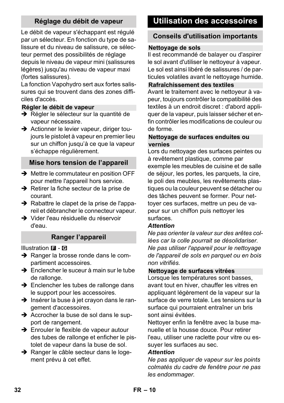 Utilisation des accessoires | Karcher SC 5-800 C EU User Manual | Page 32 / 326