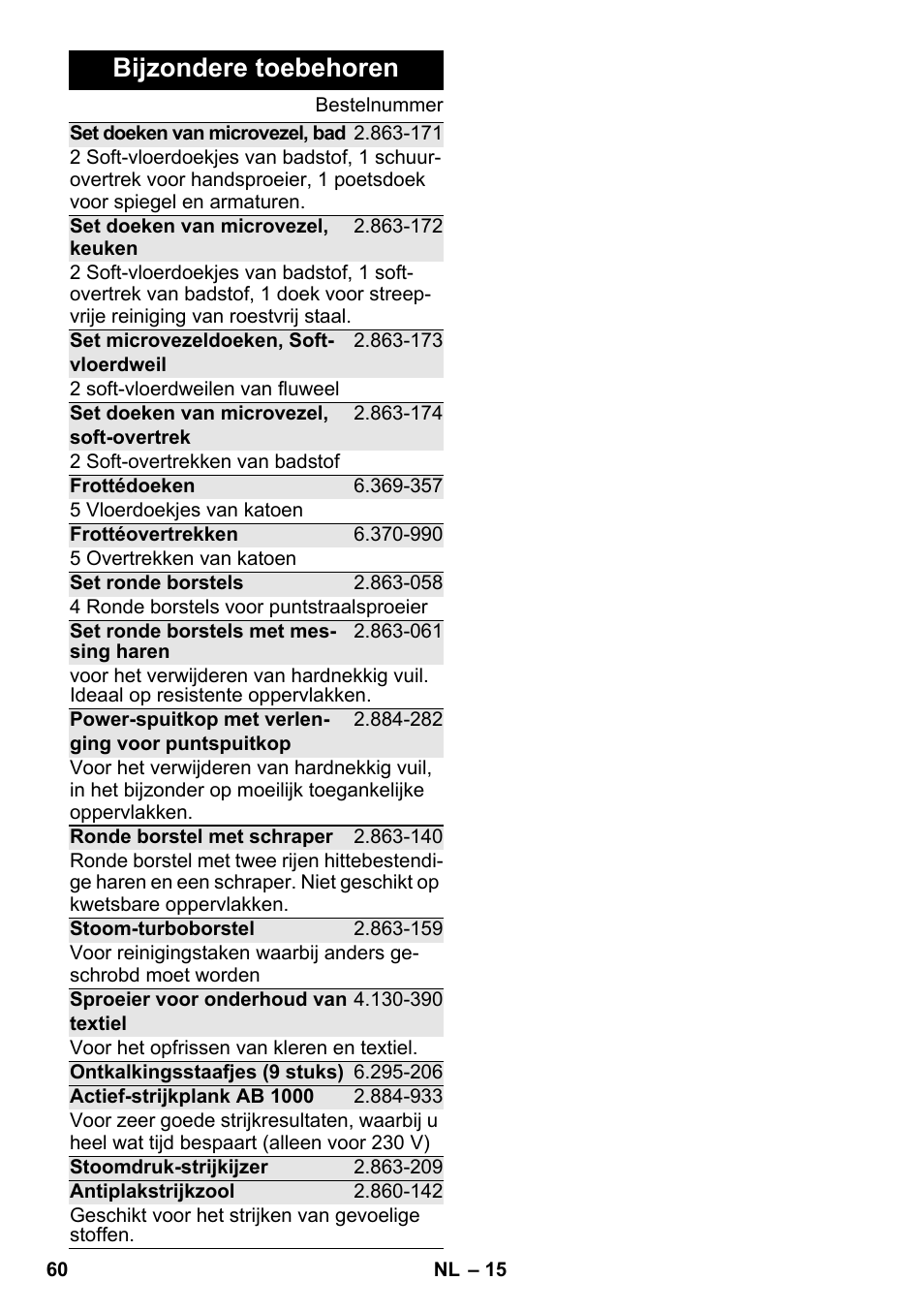 Bijzondere toebehoren | Karcher SC 5-800 C EU User Manual | Page 60 / 326