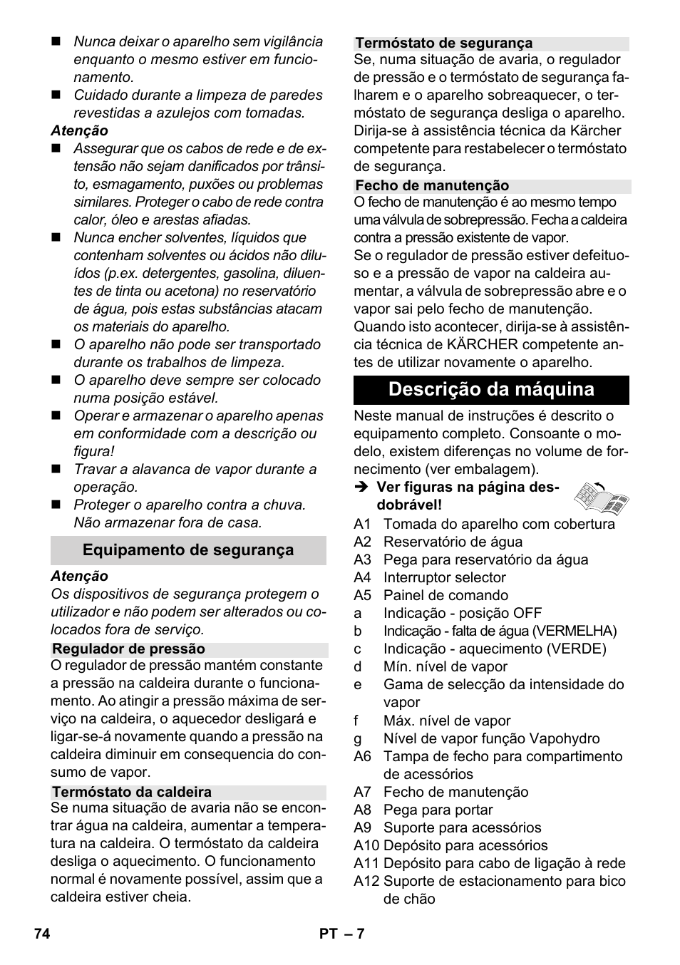 Descrição da máquina | Karcher SC 5-800 C EU User Manual | Page 74 / 326