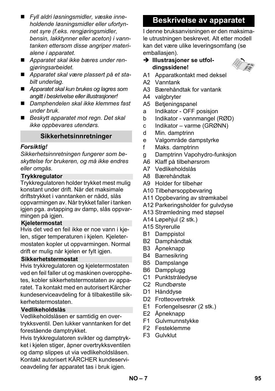 Beskrivelse av apparatet | Karcher SC 5-800 C EU User Manual | Page 95 / 326