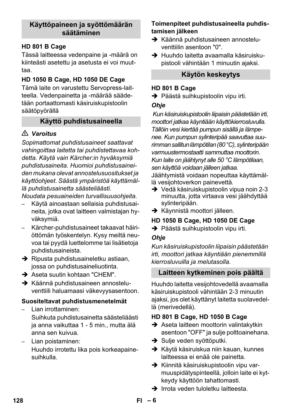 Karcher HD 1050 De Cage User Manual | Page 128 / 286