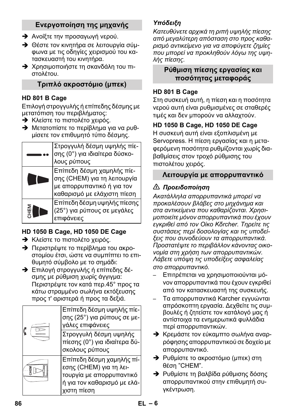 Karcher HD 1050 De Cage User Manual | Page 86 / 286