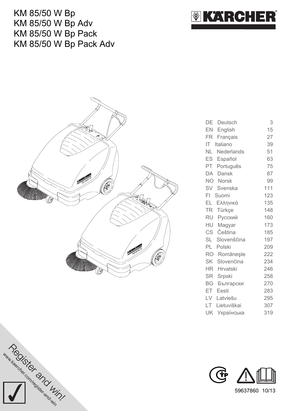 Karcher KM 85-50 W Bp Adv User Manual | 336 pages