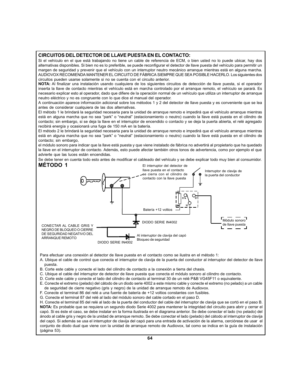 Método 1 | Audiovox APS 750a User Manual | Page 64 / 66