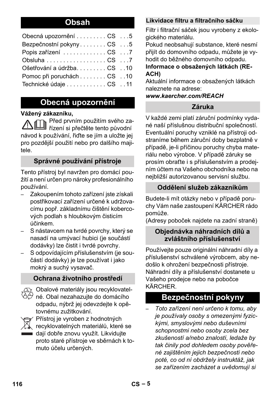 Karcher Aspiratori SE 5-100 EU User Manual | Page 116 / 214