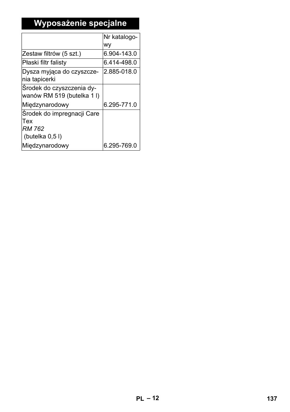 Wyposażenie specjalne | Karcher Aspiratori SE 5-100 EU User Manual | Page 137 / 214