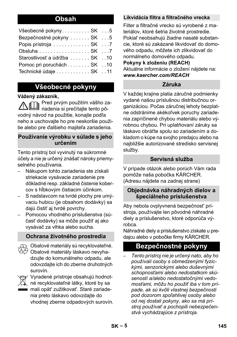 Karcher Aspiratori SE 5-100 EU User Manual | Page 145 / 214