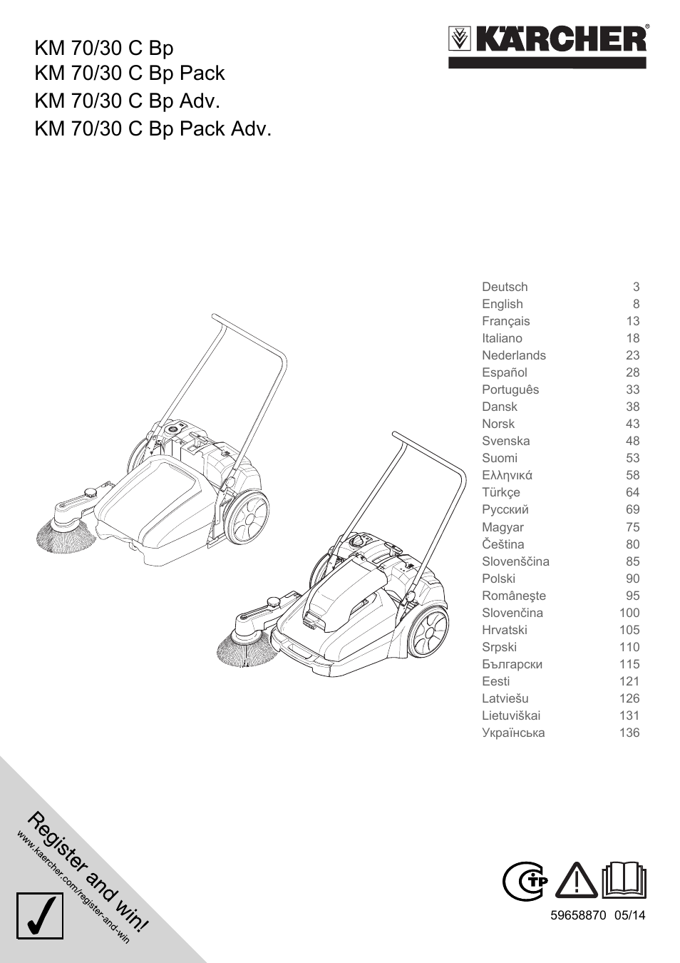 Karcher KM 70-30 C Bp Pack Adv User Manual | 144 pages