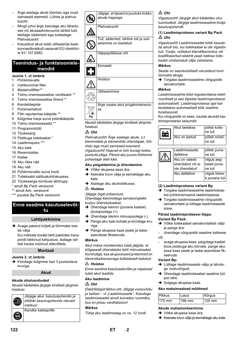 Karcher KM 70-30 C Bp Pack Adv User Manual | Page 122 / 144