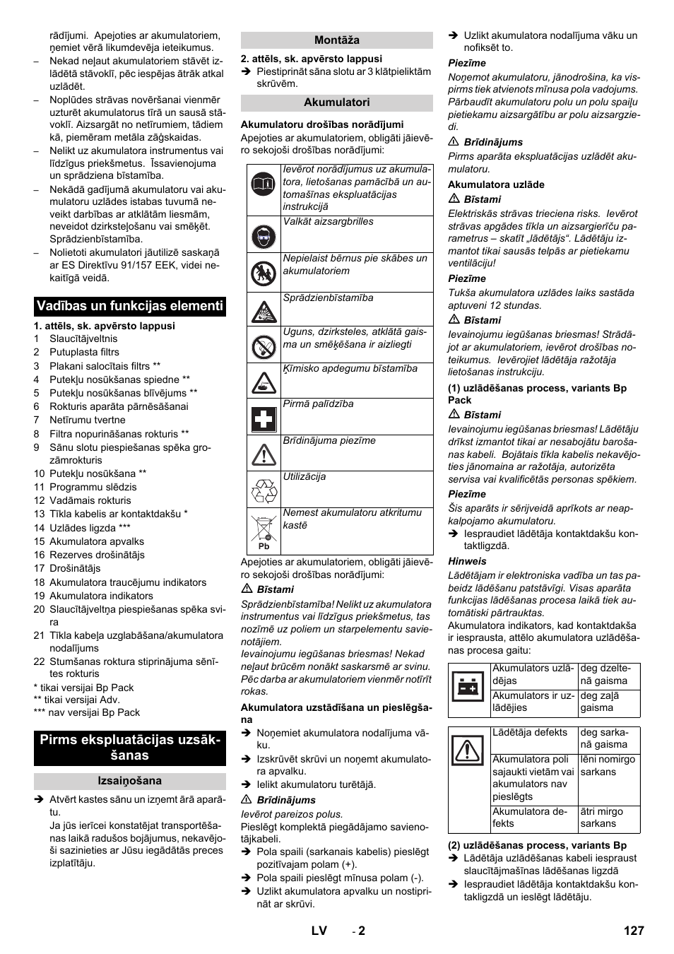 Karcher KM 70-30 C Bp Pack Adv User Manual | Page 127 / 144