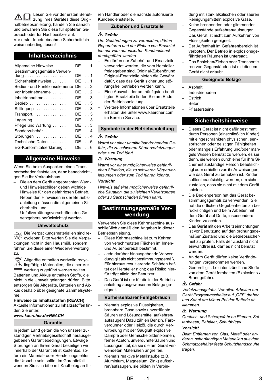 Karcher KM 70-30 C Bp Pack Adv User Manual | Page 3 / 144