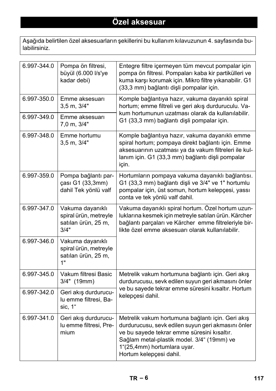 Özel aksesuar | Karcher BP 4 Home & Garden eco!ogic User Manual | Page 117 / 128