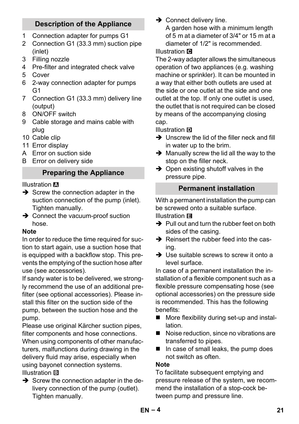 Karcher BP 4 Home & Garden eco!ogic User Manual | Page 21 / 128