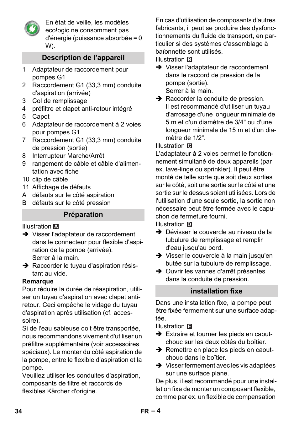 Karcher BP 4 Home & Garden eco!ogic User Manual | Page 34 / 128